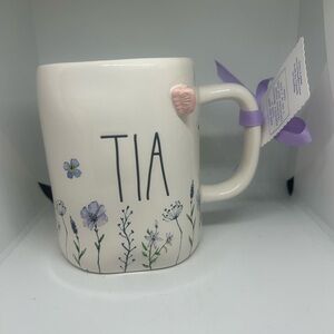 Tia Floral Ceramic Mug - White with Lavender Accents